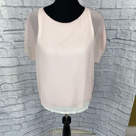 Express sheer covered tank blouse white tank sheer pink sz S women - Picture 1 of 7